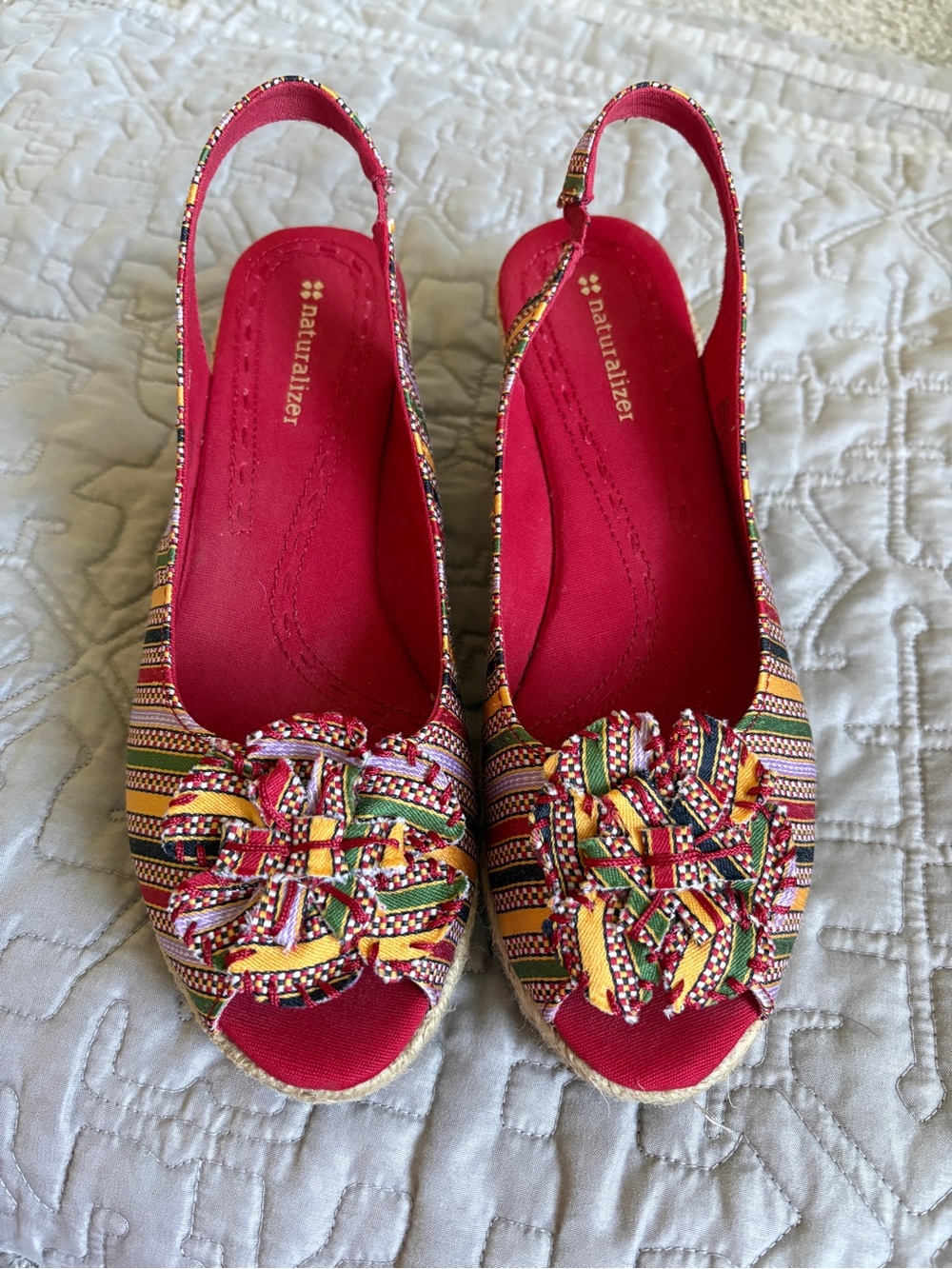 Naturalizer ‘Berlynn’ Striped Elastic Slingback Espadrille Wedge Sandals Size 9